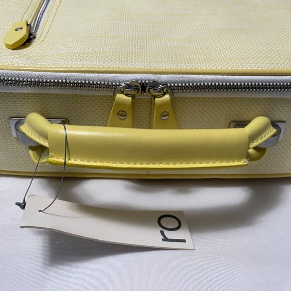ro New York Designer Small Suitcase Leather Jade Yellow New - Picture 5 of 7